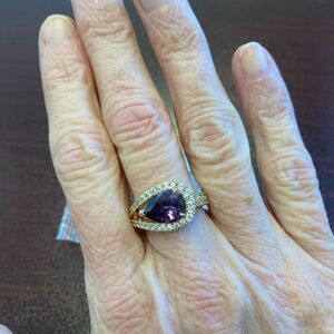 NWT Size 7 Bomb Party Ring Gold Plating Amethyst & CZ MSRP $136
